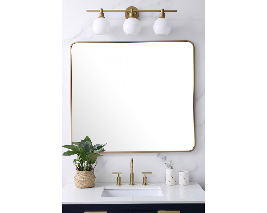 Elegant Wall Mirror - Brass, L 40" (MR803640BR)