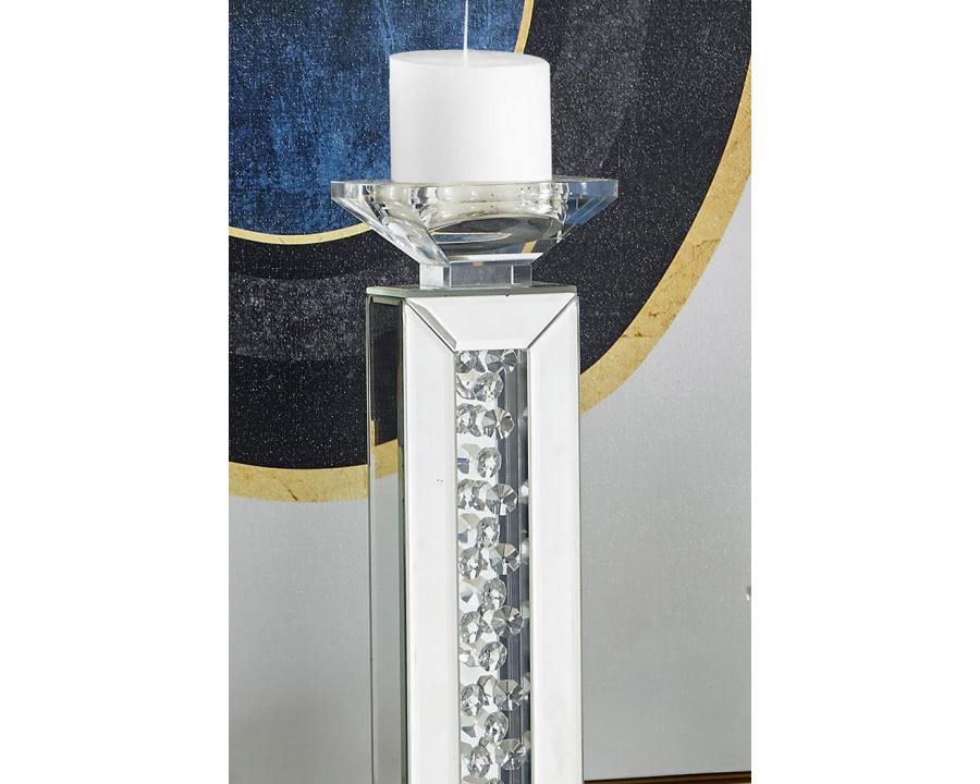 Elegant Sparkle Contemporary Crystal Candleholder - Silver/Clear Mirror, L 21" (MR9113)