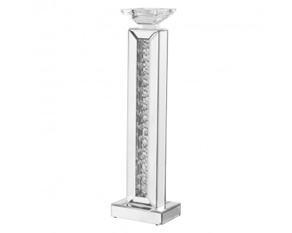 Elegant Sparkle Contemporary Crystal Candleholder - Silver/Clear Mirror, L 21" (MR9113)