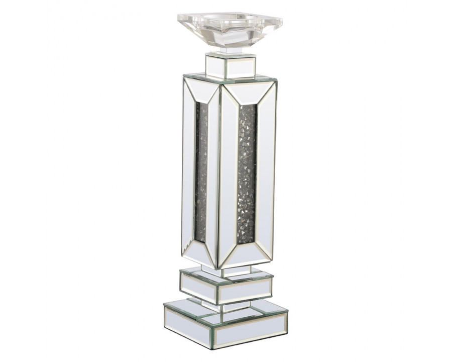 Elegant Modern Candleholder - Silver/Clear Mirror, L 16.5" (MR9204)