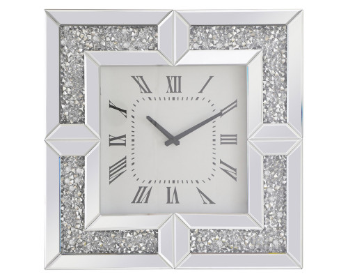 Elegant Modern Wall Clock - Silver/Clear Mirror, L 10" (MR9207)