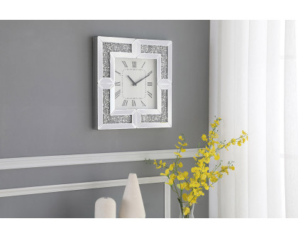 Elegant Modern Wall Clock - Silver/Clear Mirror, L 10" (MR9207)