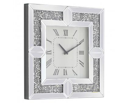 Elegant Modern Wall Clock - Silver/Clear Mirror, L 10" (MR9207)