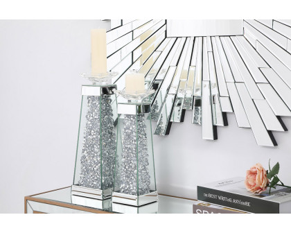 Elegant Sparkle Candleholder - Silver/Clear Mirror, L 14" (MR9239)