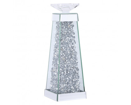 Elegant Sparkle Candleholder - Silver/Clear Mirror, L 14" (MR9239)