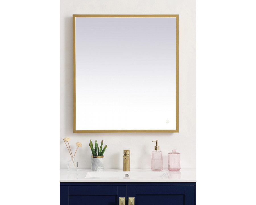 Elegant Wall Mirror - Brass, D 27", H 30" (MRE62730BR)