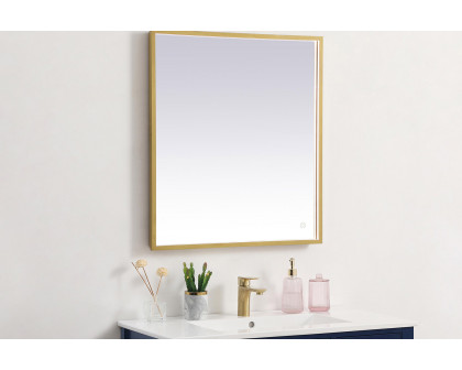 Elegant Wall Mirror - Brass, D 27", H 30" (MRE62730BR)