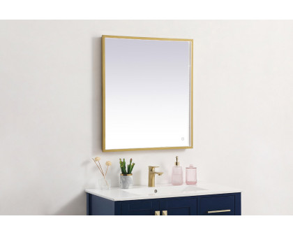 Elegant Wall Mirror - Brass, D 27", H 30" (MRE62730BR)