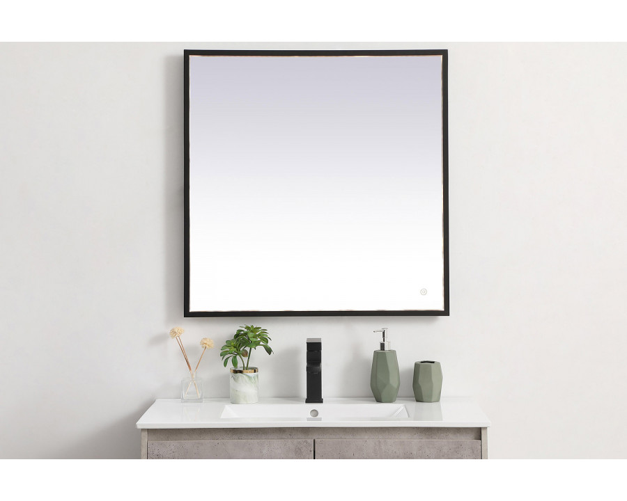 Elegant Wall Mirror - Black, D 30", H 30" (MRE63030BK)