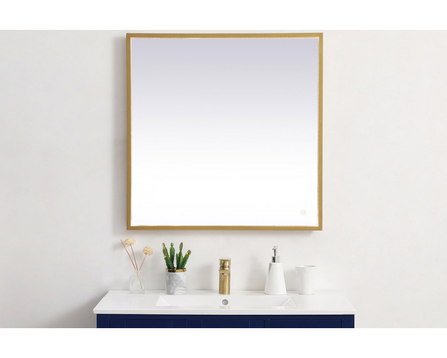 Elegant Wall Mirror - Brass, D 30", H 30" (MRE63030BR)