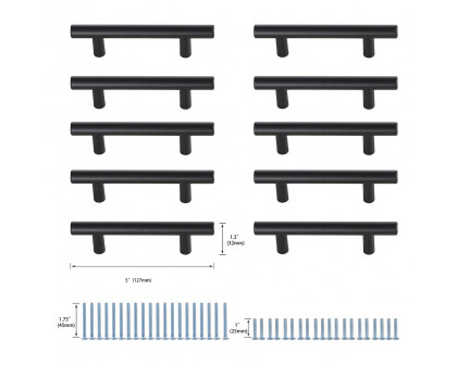 Elegant Quinn 3 Drawer Pull, Set of 10 - Matte Black, L 5" (PL400-3-MB-10PK)