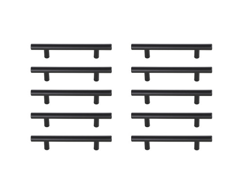 Elegant Quinn 3 Drawer Pull, Set of 10 - Matte Black, L 6.4" (PL400-4-MB-10PK)