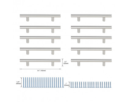 Elegant Quinn 3 Drawer Pull, Set of 10 - Brushed Nickel, L 6.4" (PL400-4-NK-10PK)