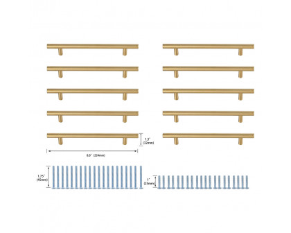 Elegant Quinn 3 Drawer Pull, Set of 10 - Brass, L 8.8" (PL400-6-BR-10PK)