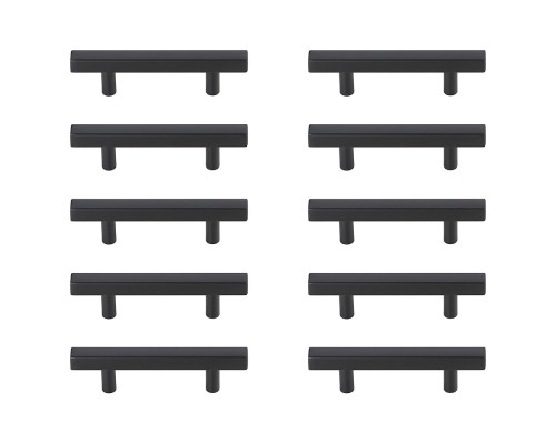 Elegant Quinn 3 Drawer Pull, Set of 10 - Matte Black, L 5" (PL402-3-MB-10PK)