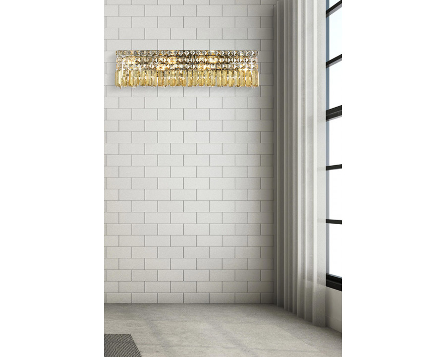 Elegant Wall Sconce - Chrome/Golden Teak, L 26" (V2032W26C-GT-RC)