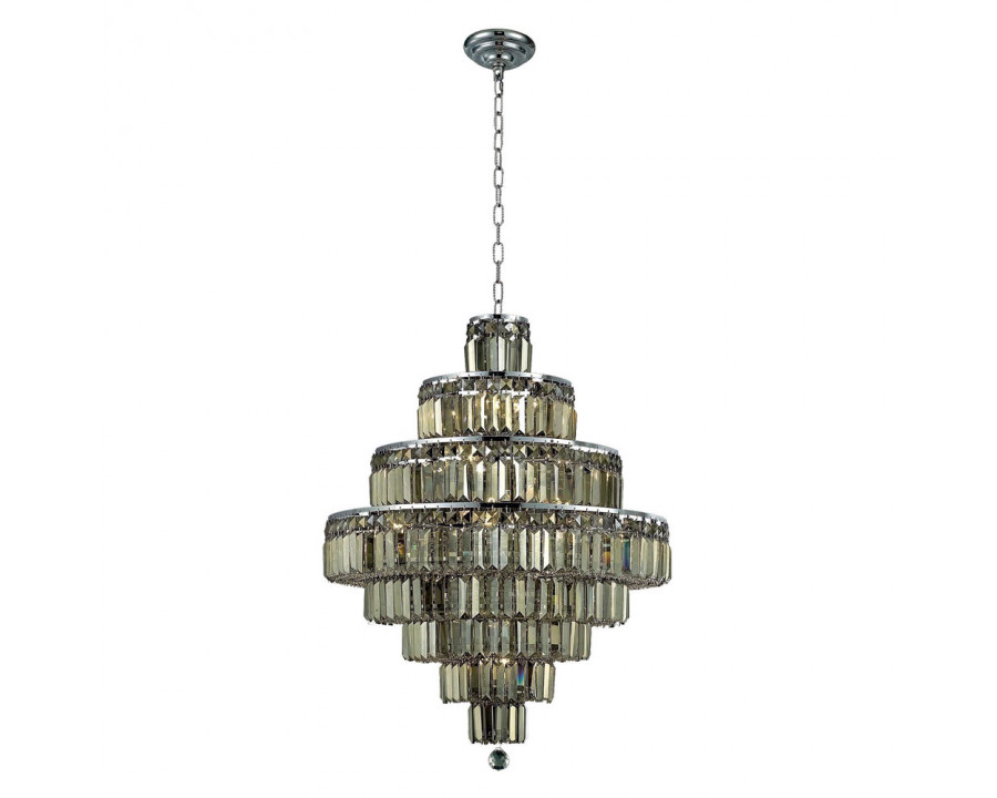 Elegant Chandelier - Chrome/Golden Teak, L 26" (V2038D26C-GT-RC)