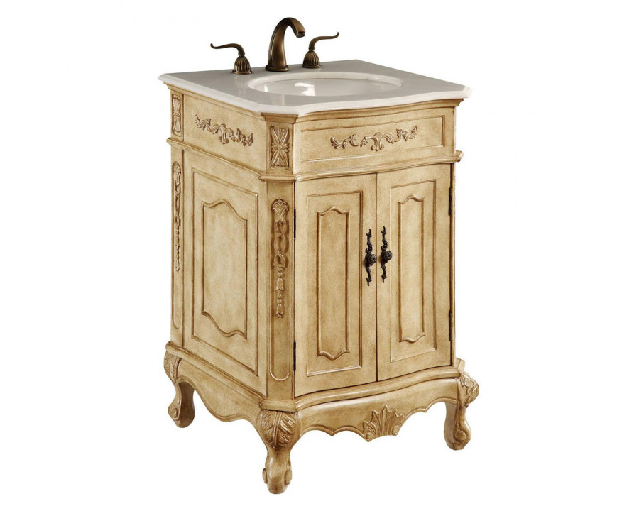 Elegant Vanity Cabinet 2 Door - Antique Beige, L 24" (VF-1001)