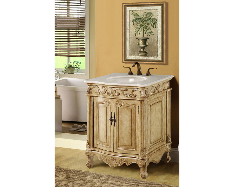 Elegant Vanity Cabinet 2 Door - Antique Beige, L 27" (VF-1002)