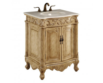 Elegant Vanity Cabinet 2 Door - Antique Beige, L 27" (VF-1002)