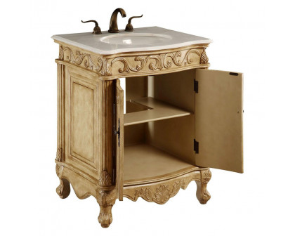 Elegant Vanity Cabinet 2 Door - Antique Beige, L 27" (VF-1002)