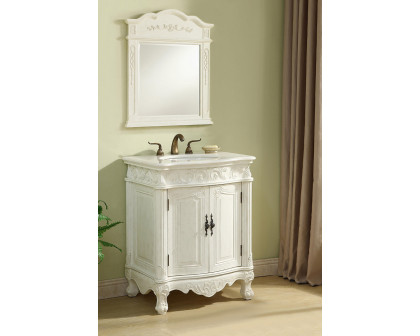 Elegant Vanity Cabinet 2 Door - Antique White, L 27" (VF-1008AW)