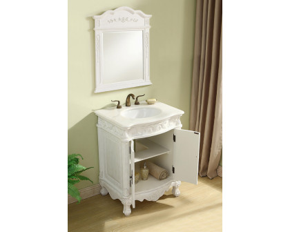 Elegant Vanity Cabinet 2 Door - Antique White, L 27" (VF-1008AW)