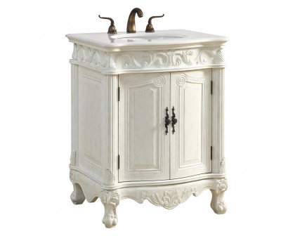 Elegant Vanity Cabinet 2 Door - Antique White, L 27" (VF-1008AW)