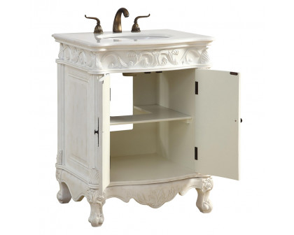 Elegant Vanity Cabinet 2 Door - Antique White, L 27" (VF-1008AW)