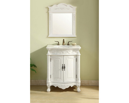 Elegant Vanity Cabinet 2 Door - Antique White, L 27" (VF-1008AW)