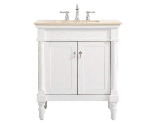 Elegant 30" Single Bathroom Vanity Set - Antique White (VF-1030AW)