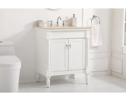 Elegant 30" Single Bathroom Vanity Set - Antique White (VF-1030AW)