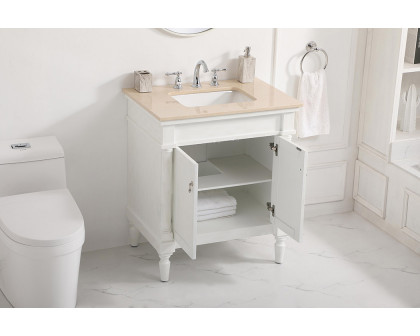 Elegant 30" Single Bathroom Vanity Set - Antique White (VF-1030AW)