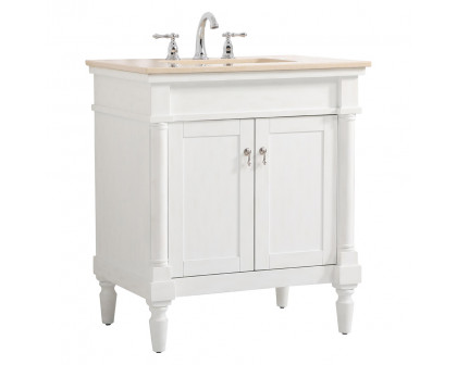 Elegant 30" Single Bathroom Vanity Set - Antique White (VF-1030AW)