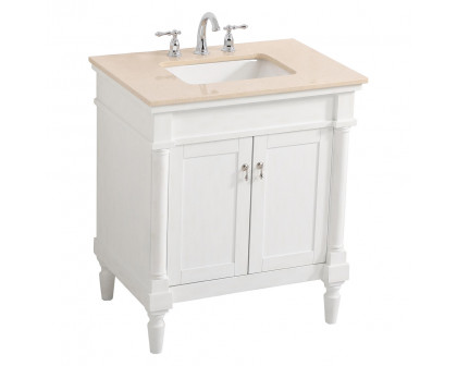 Elegant 30" Single Bathroom Vanity Set - Antique White (VF-1030AW)