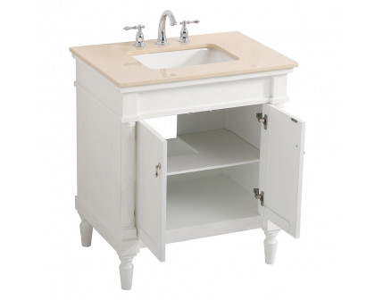 Elegant 30" Single Bathroom Vanity Set - Antique White (VF-1030AW)