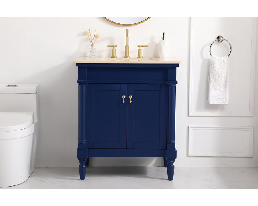 Elegant 30" Single Bathroom Vanity Set - Blue (VF-1030BL)