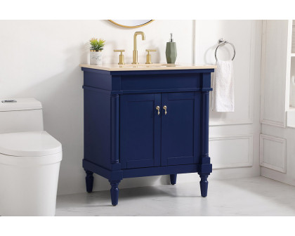 Elegant 30" Single Bathroom Vanity Set - Blue (VF-1030BL)