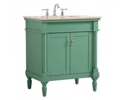 Elegant 30" Single Bathroom Vanity Set - Vintage Mint (VF-1030VM)