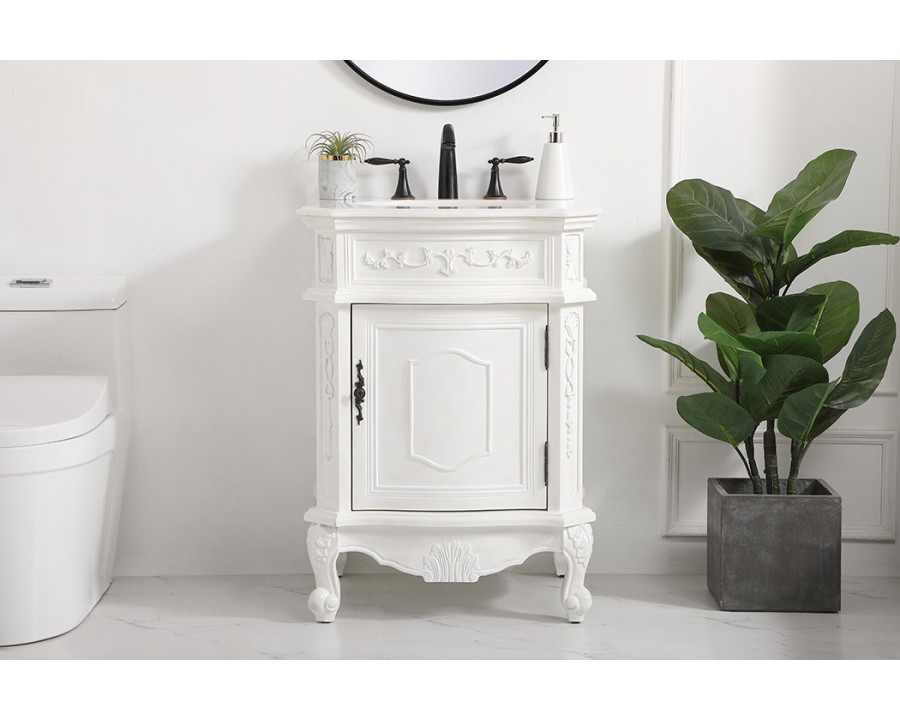 Elegant 24" Single Bathroom Vanity Set - Antique White (VF-1031AW)