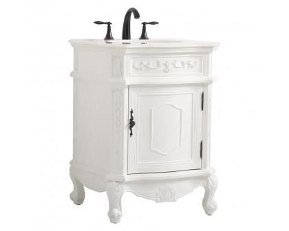 Elegant 24" Single Bathroom Vanity Set - Antique White (VF-1031AW)