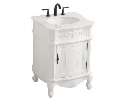 Elegant 24" Single Bathroom Vanity Set - Antique White (VF-1031AW)