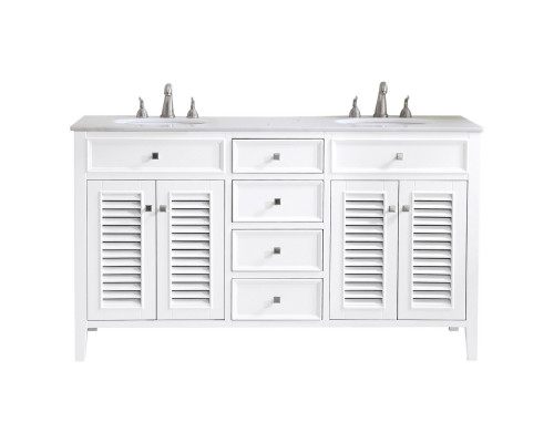 Elegant - Cape Cod 60" Wide Double Bathroom Vanity Set (VF-1042WH)