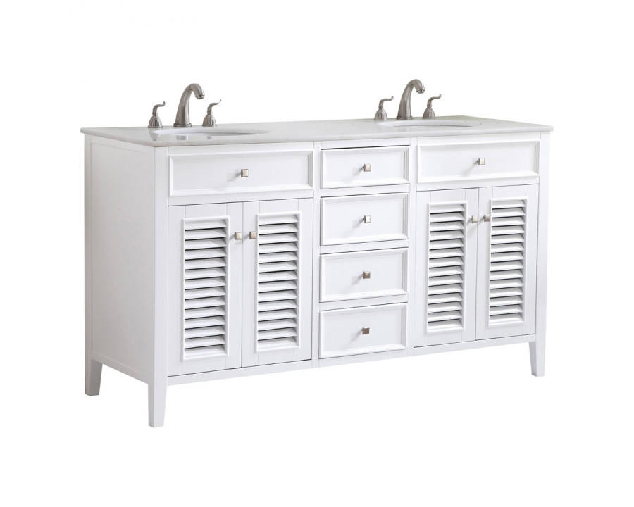 Elegant - Cape Cod 60" Wide Double Bathroom Vanity Set (VF-1042WH)