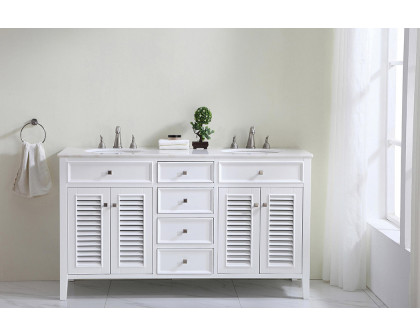 Elegant - Cape Cod 60" Wide Double Bathroom Vanity Set (VF-1042WH)