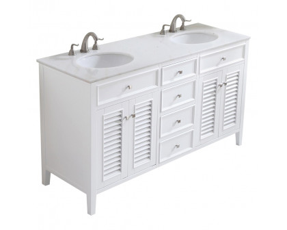 Elegant - Cape Cod 60" Wide Double Bathroom Vanity Set (VF-1042WH)