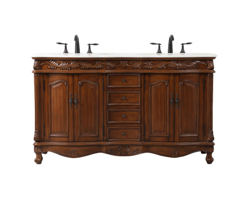 Elegant Windsor 60" Wide Double Vanity Set - Teak (VF-1049TK)