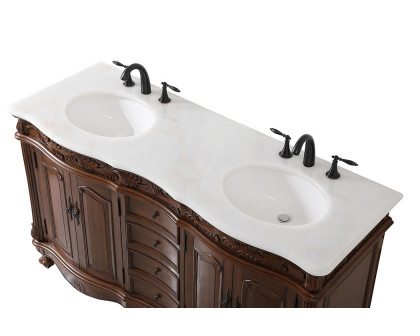 Elegant Windsor 60" Wide Double Vanity Set - Teak (VF-1049TK)