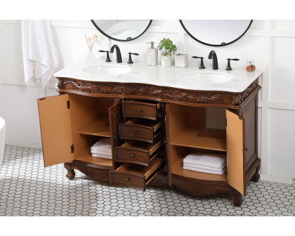 Elegant Windsor 60" Wide Double Vanity Set - Teak (VF-1049TK)