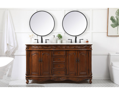 Elegant Windsor 60" Wide Double Vanity Set - Teak (VF-1049TK)